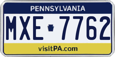 PA license plate MXE7762