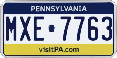 PA license plate MXE7763