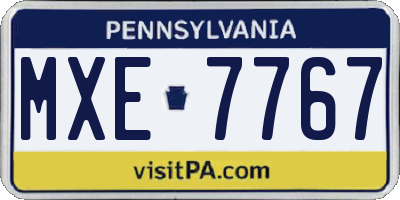 PA license plate MXE7767