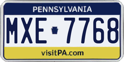 PA license plate MXE7768