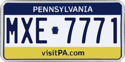 PA license plate MXE7771