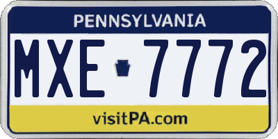 PA license plate MXE7772