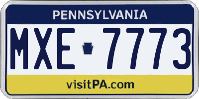 PA license plate MXE7773