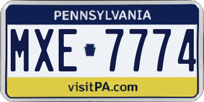 PA license plate MXE7774