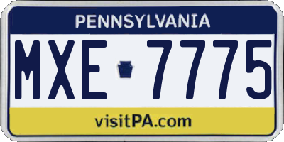 PA license plate MXE7775
