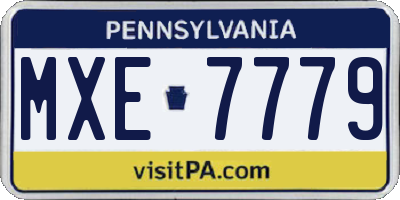 PA license plate MXE7779