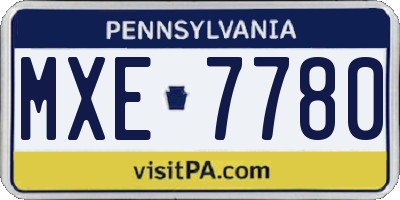PA license plate MXE7780