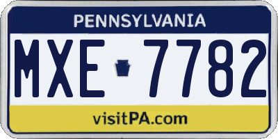 PA license plate MXE7782