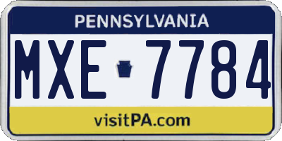 PA license plate MXE7784