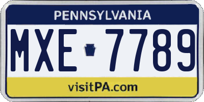 PA license plate MXE7789