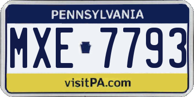 PA license plate MXE7793