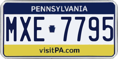 PA license plate MXE7795