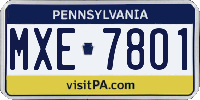 PA license plate MXE7801