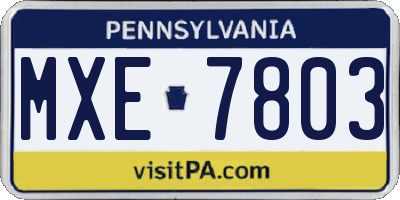 PA license plate MXE7803