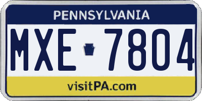 PA license plate MXE7804
