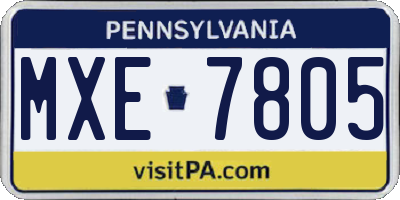 PA license plate MXE7805