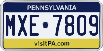 PA license plate MXE7809
