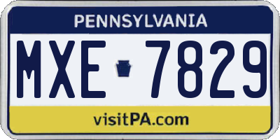 PA license plate MXE7829