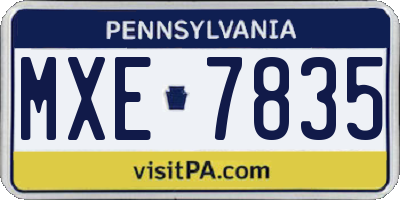 PA license plate MXE7835