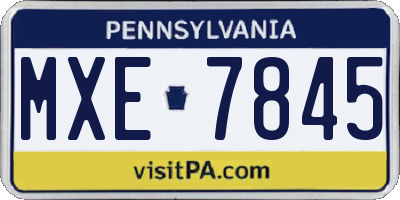 PA license plate MXE7845