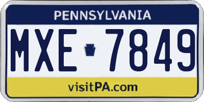 PA license plate MXE7849