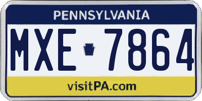 PA license plate MXE7864