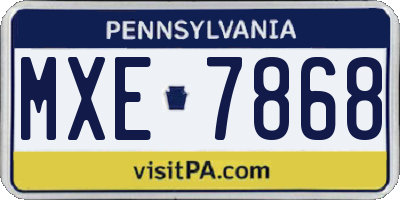 PA license plate MXE7868