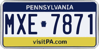 PA license plate MXE7871