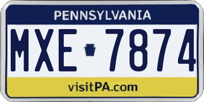PA license plate MXE7874