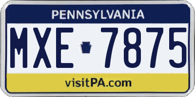 PA license plate MXE7875