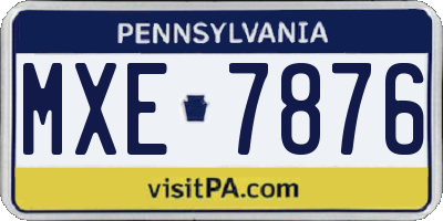 PA license plate MXE7876