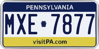 PA license plate MXE7877