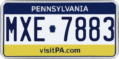 PA license plate MXE7883