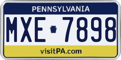 PA license plate MXE7898