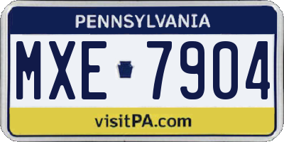 PA license plate MXE7904