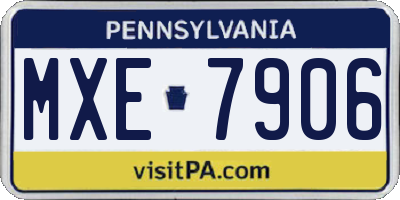 PA license plate MXE7906