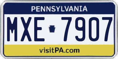 PA license plate MXE7907