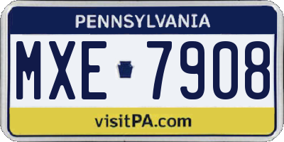 PA license plate MXE7908