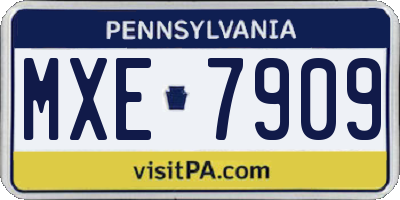 PA license plate MXE7909