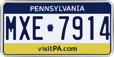 PA license plate MXE7914