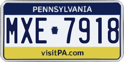 PA license plate MXE7918