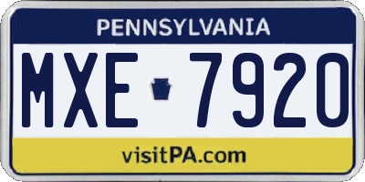 PA license plate MXE7920