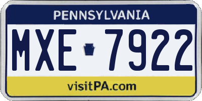 PA license plate MXE7922
