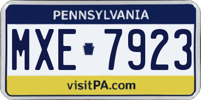 PA license plate MXE7923