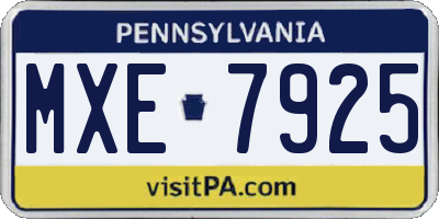 PA license plate MXE7925