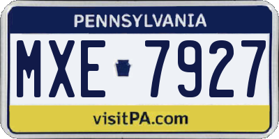 PA license plate MXE7927