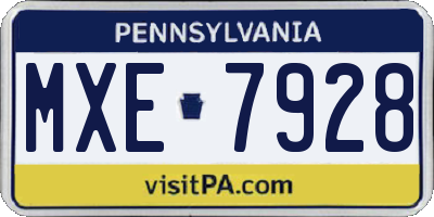 PA license plate MXE7928