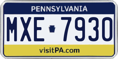 PA license plate MXE7930