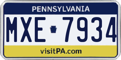 PA license plate MXE7934