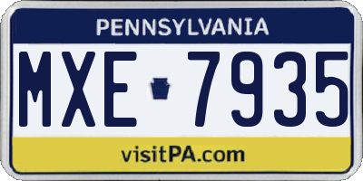 PA license plate MXE7935